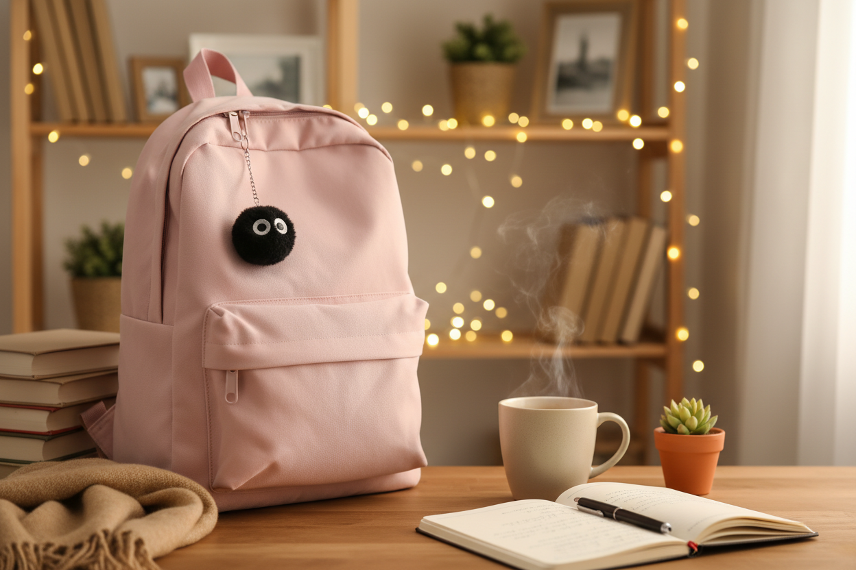 Soot Sprite Keychain Cozy Indoor Scene